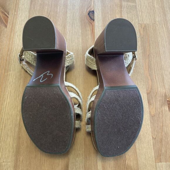 Soda Strappy Sandals Chunky Heels Size 7.5 Boho 60's/70's Style Brown Tan - Picture 5 of 9